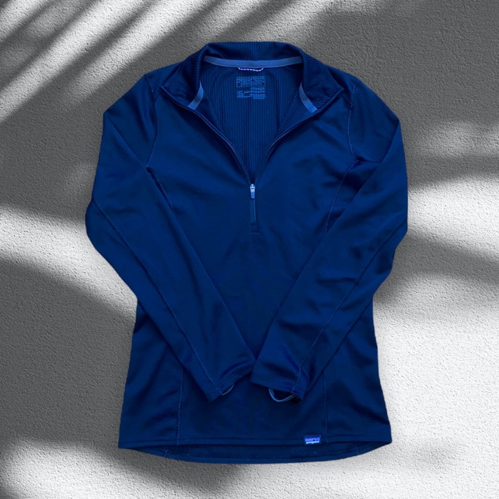 Patagonia Black Capilene Midweight Zip Neck Logo Sweatshirt